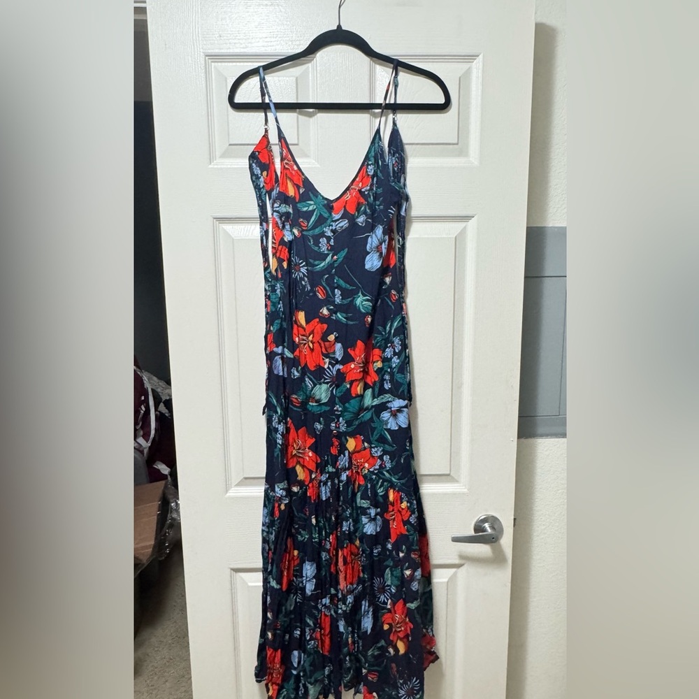 Vici Collection Flower Shop Ruffle Vibrant Floral Midi Dress